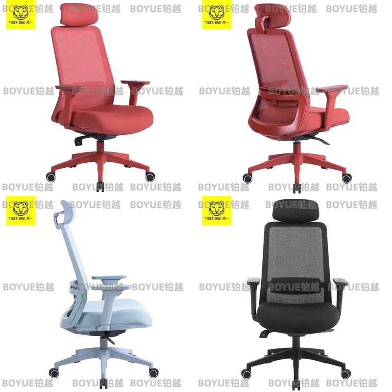 Home Office Ergonomics - Rode ergonomische bureaustoel met hoge rugleuning,