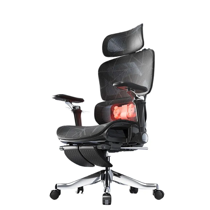 Home Office Ergonomics - Ergonomische massage-lendensteun verwarmde bureaustoel voor thuisgebruik,
