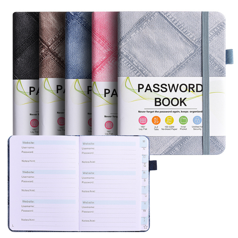 Home Office Phone Number - B6 Denim Texture Wachtwoordboek met elastische