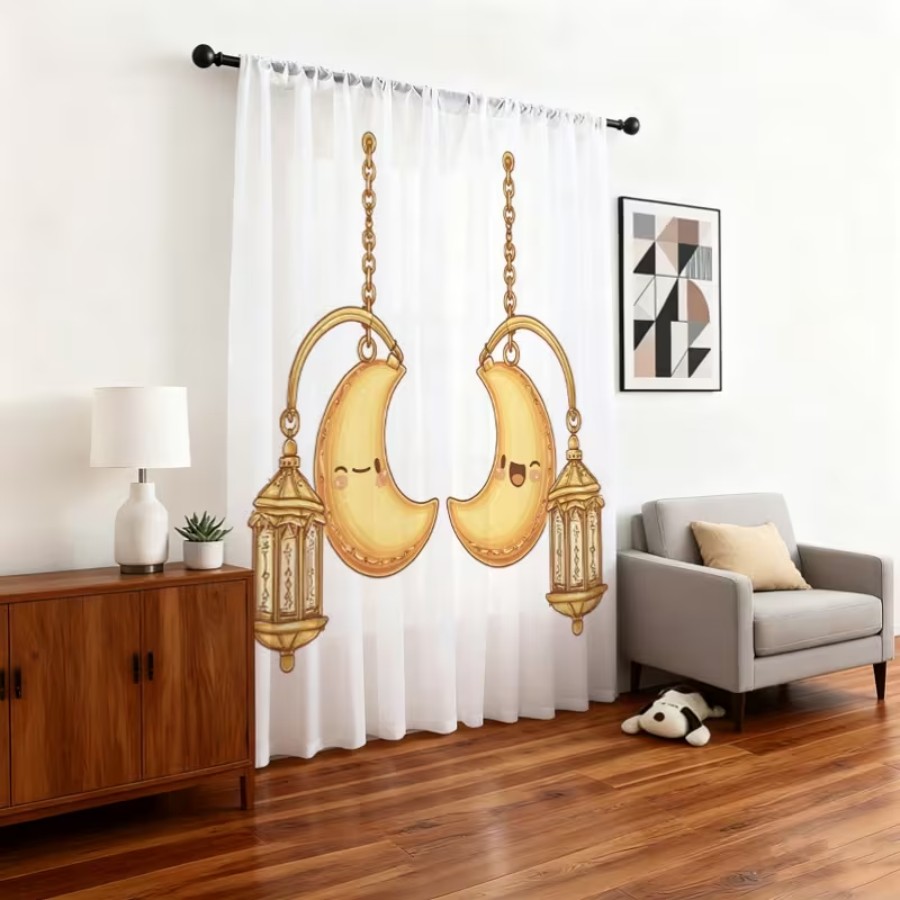 Home Office Lamp - 2 STUKS Digitale Print Sheer Gordijnen,