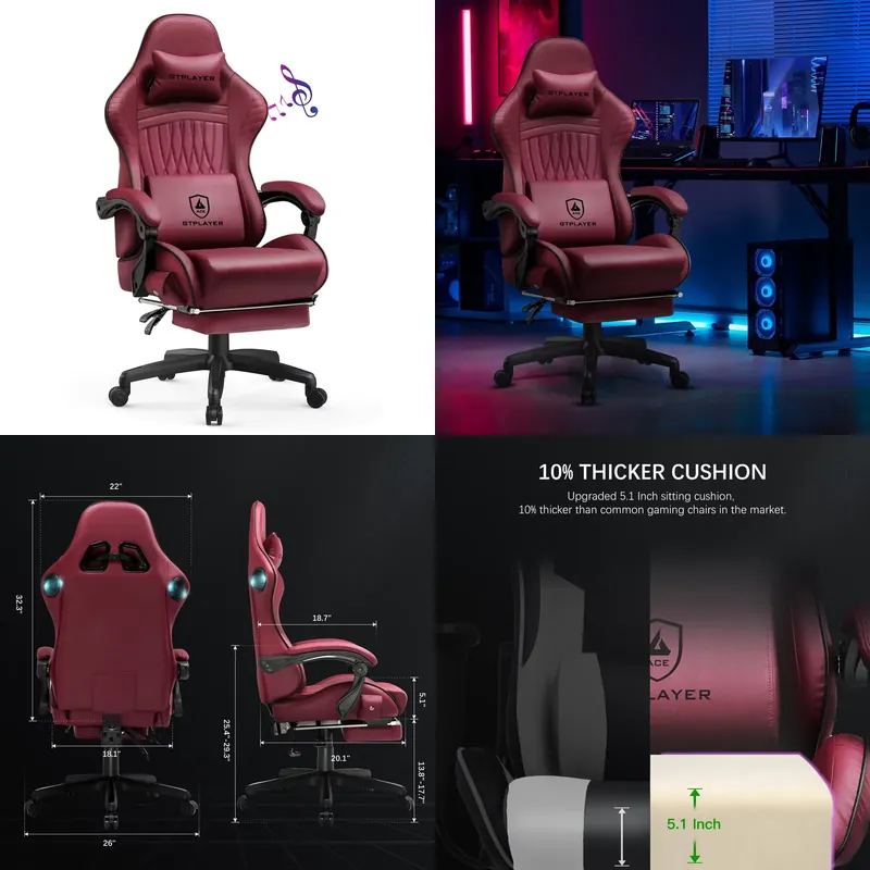 Ergonomic Office Chair - GTPLAYER gamingstoel met ingebouwde luidsprekers, ergonomische