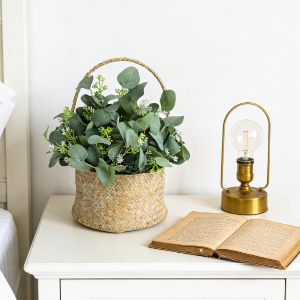 Home Office Backdrop - Kunstmatige eucalyptusbladeren, groene nepplantenstelen voor bruiloftdecoratie,