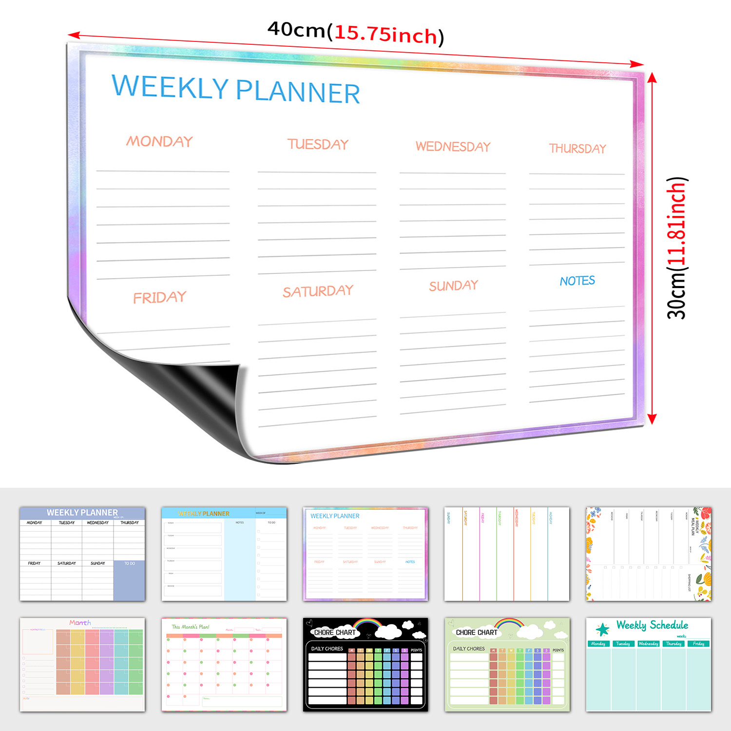 Letter Tray Desk - Magnetische wekelijkse planner, koelkast, whiteboard, 40×30