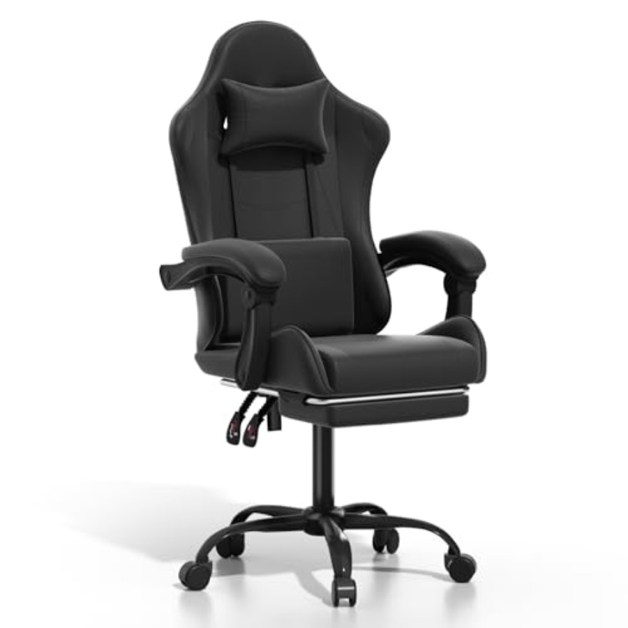 Ergonomic Office Chair - Gamingstoel voor thuiskantoor, PU-leer, zwart, ergonomische