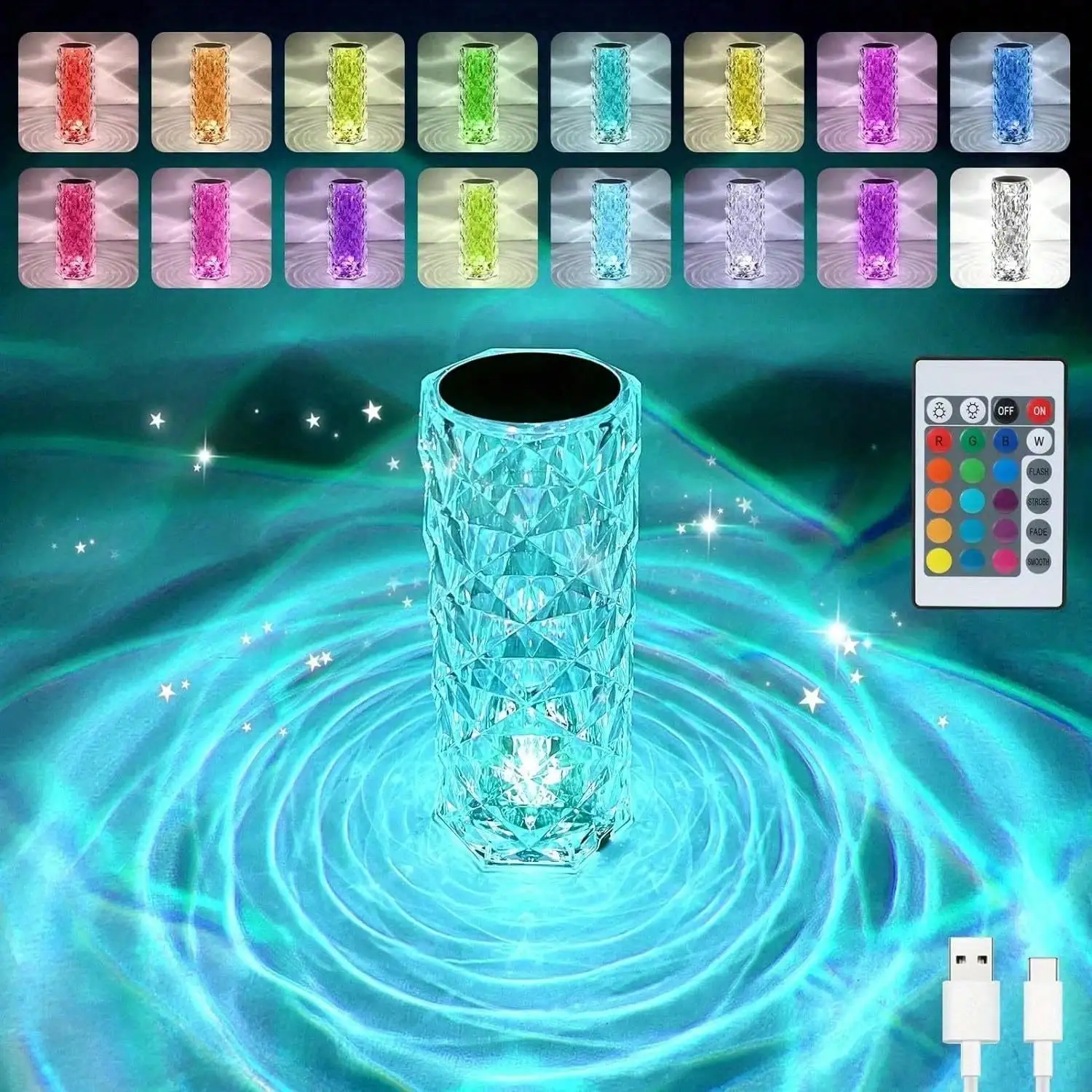 16 Kleuren Kristal Diamant Roz - Home Office Lamp recensie en prijs