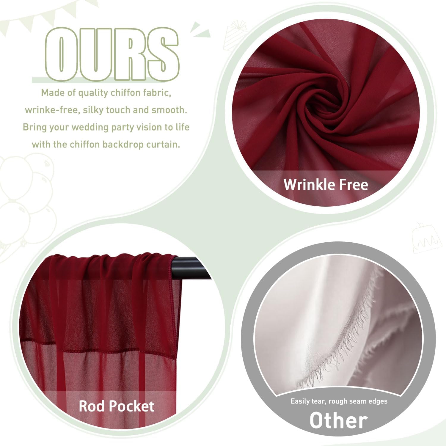 2 stuks bordeaux achtergrondgo - Home Office Backdrop recensie en prijs