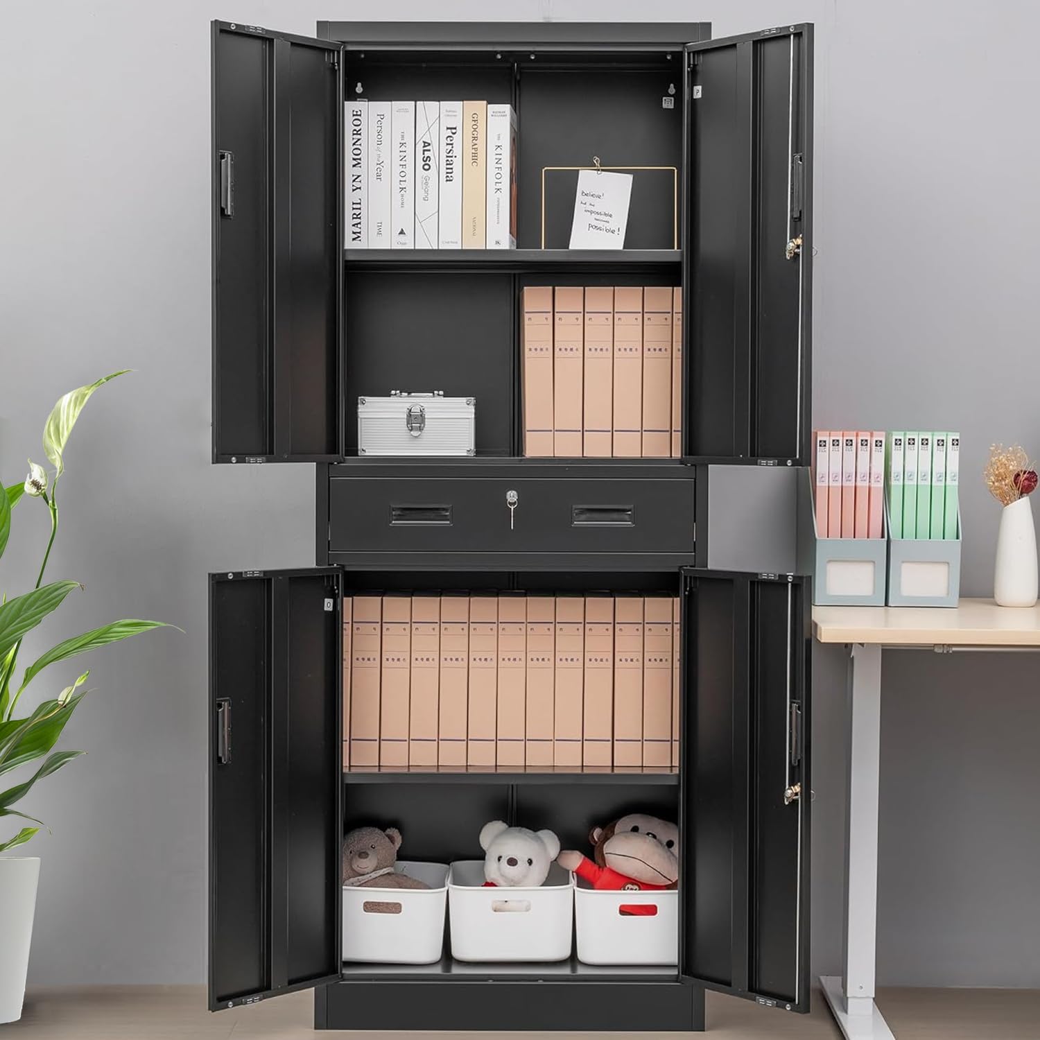 Hoge metalen opbergkast met la - File Cabinet Drawer recensie en prijs
