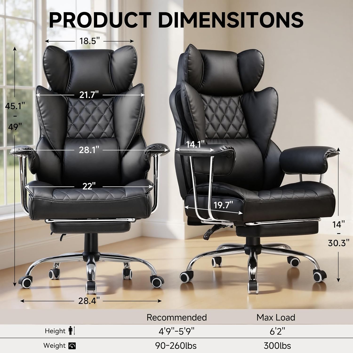 Grote en hoge bureaustoel met  - Ergonomic Office Chair recensie en prijs